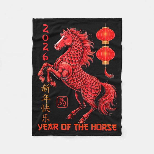 Chinese New Year 2026 Year Of The Horse  Fleecefilt (Framsidan)