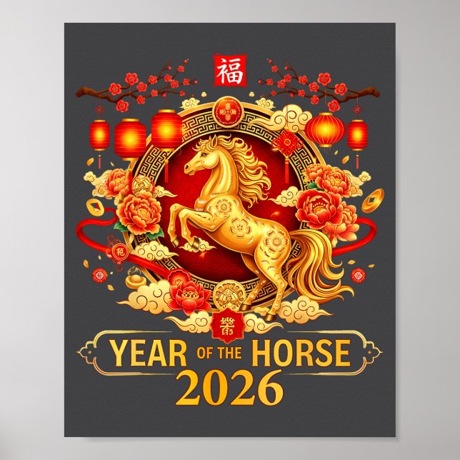 Chinese New Year 2026 Year Of The Horse Happy New  Poster (Framsidan)
