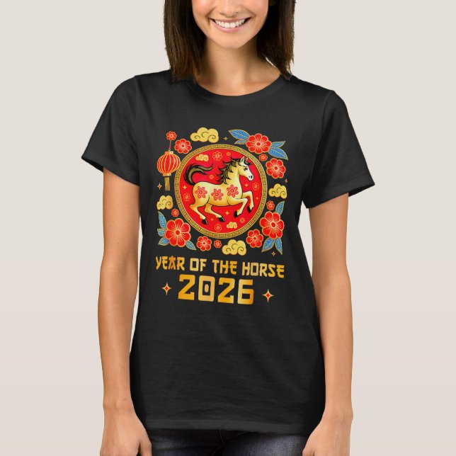 Chinese New Year 2026 Year Of The Horse Happy New  T Shirt (Framsida)