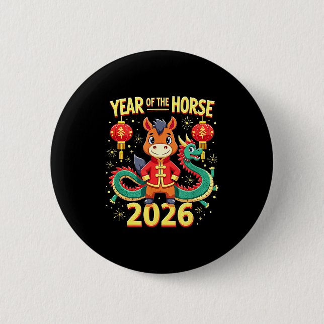 Chinese New Year 2026 Year Of The Horse  Knapp (Framsida)