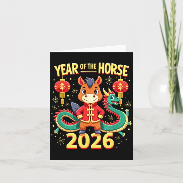 Chinese New Year 2026 Year Of The Horse  Kort (Framsida)