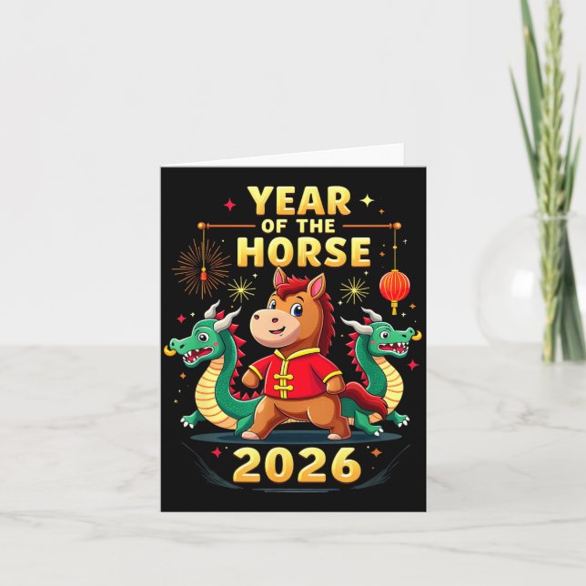 Chinese New Year 2026 Year Of The Horse  Kort (Framsida)