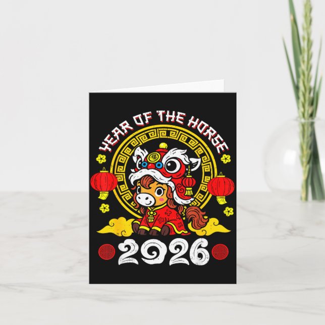 Chinese New Year 2026 Year Of The Horse Lunar New  Kort (Framsida)