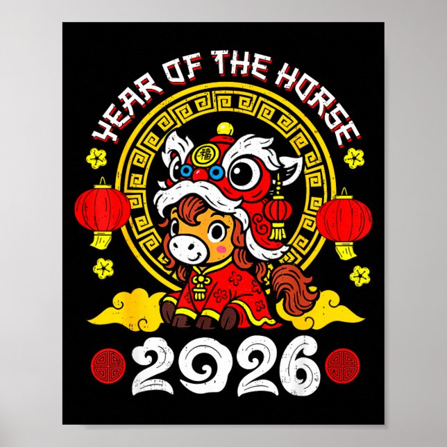 Chinese New Year 2026 Year Of The Horse Lunar New  Poster (Framsidan)