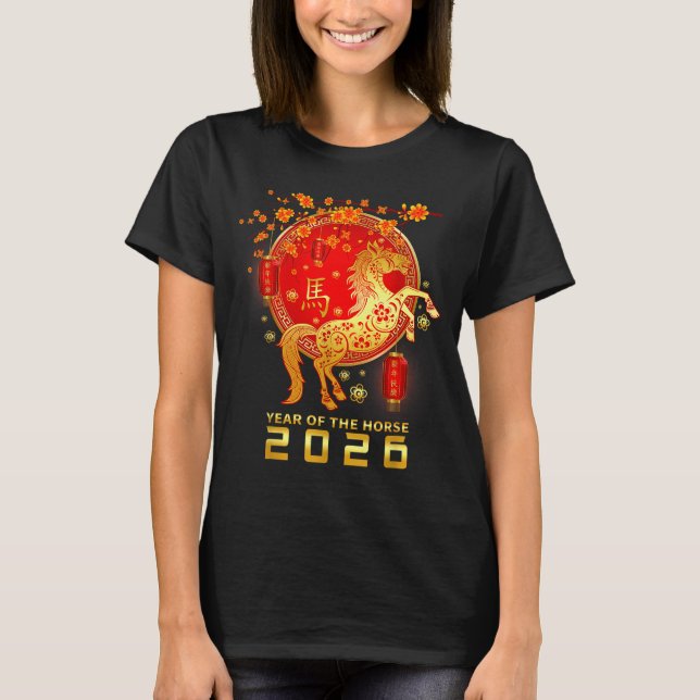 Chinese New Year 2026 Year Of The Horse Lunar New  T Shirt (Framsida)