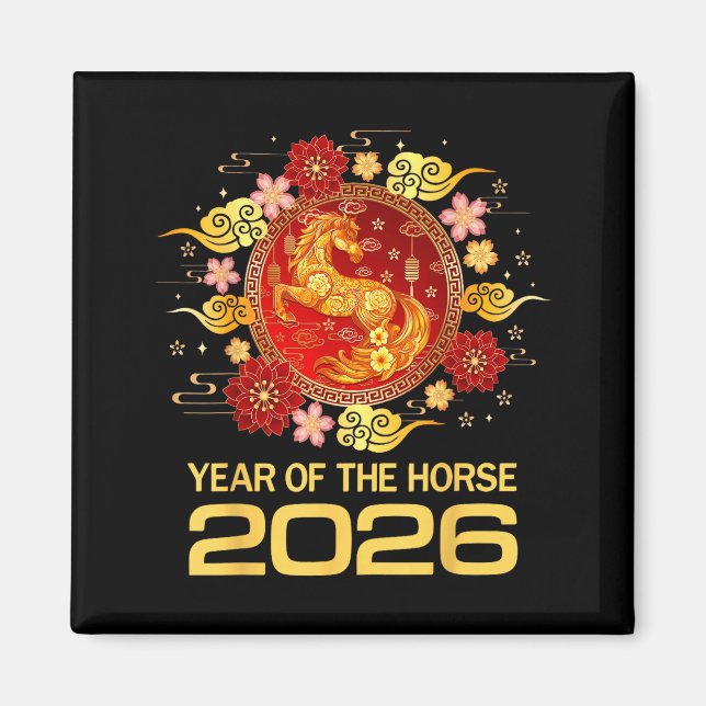 Chinese New Year 2026 Year Of The Horse  Magnet (Framsidan)