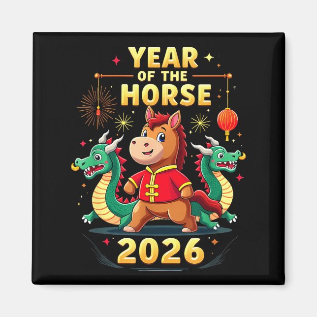Chinese New Year 2026 Year Of The Horse  Magnet (Framsidan)