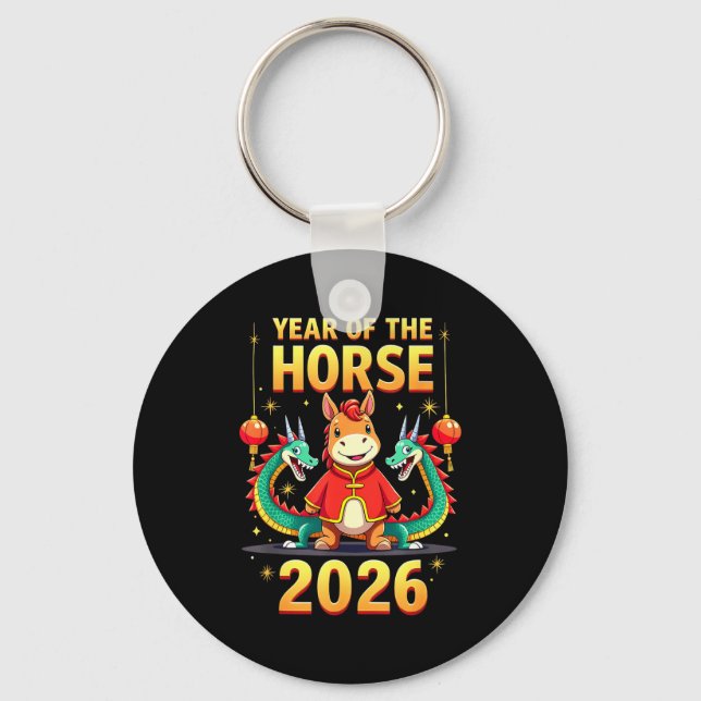 Chinese New Year 2026 Year Of The Horse  Nyckelring (Framsida)