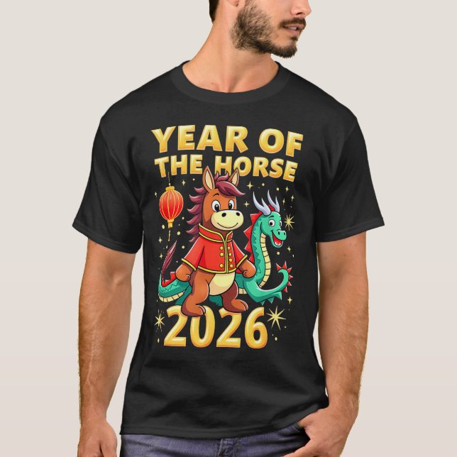Chinese New Year 2026 Year Of The Horse  T Shirt (Framsida)
