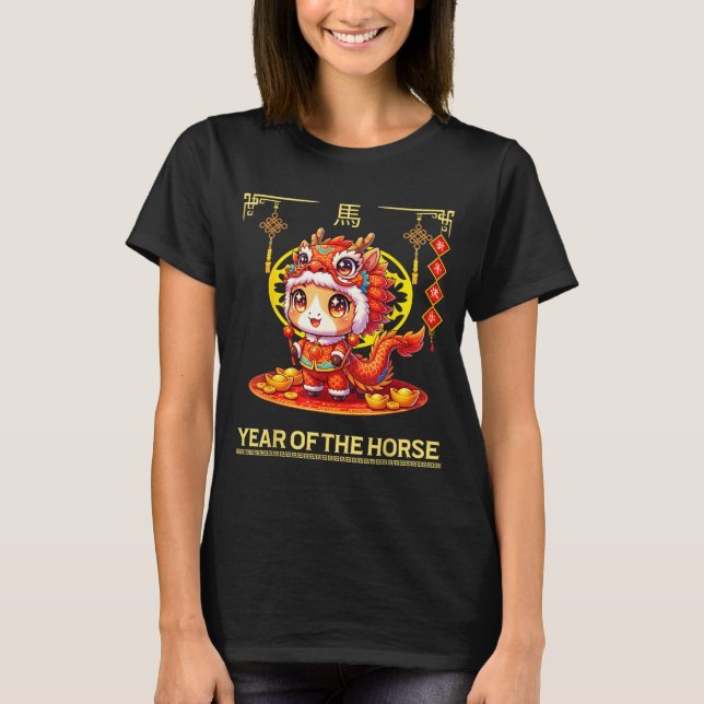 Chinese New Year 2026 Zodiac Year Of Horse For Kid T Shirt (Framsida)