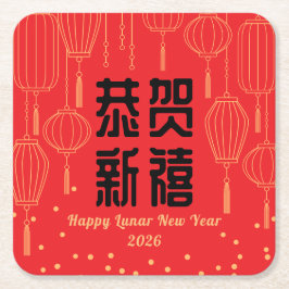 Chinese New Year Blessing Paper Coaster Underlägg Papper Kvadrat