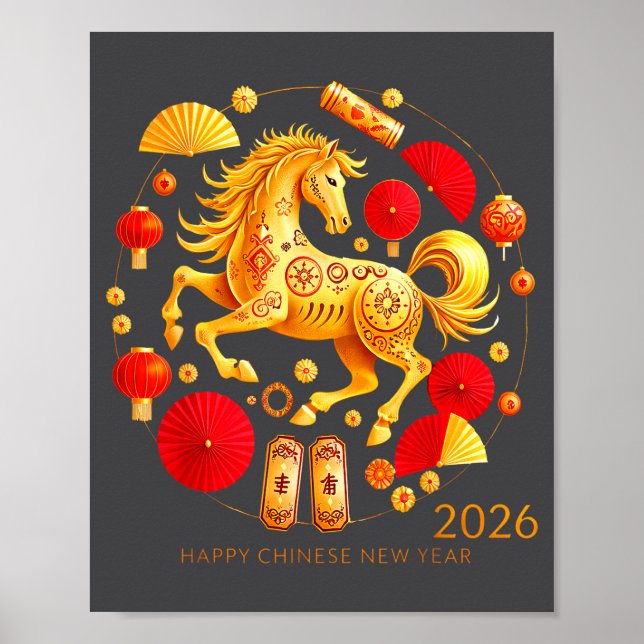 Chinese New Year Clothing Year Of The Horse 2026  Poster (Framsidan)