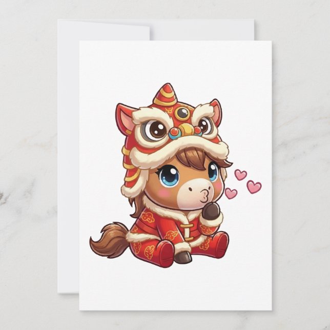 Chinese New Year Horse 2026 Zodiac Inbjudningar (Framsida)