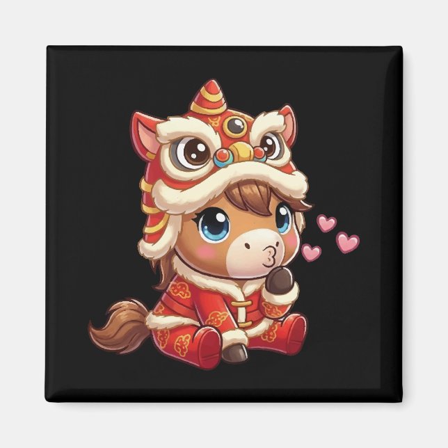 Chinese New Year Horse 2026 Zodiac Magnet (Framsidan)