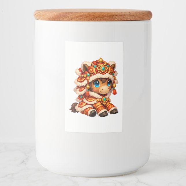 Chinese New Year Horse 2026 Zodiac Mat Etikett (Framsida)