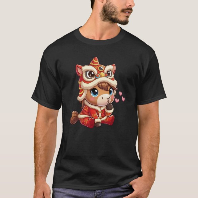 Chinese New Year Horse 2026 Zodiac T Shirt (Framsida)