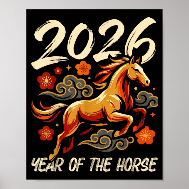 Chinese New Year Lunar Year Of The Horse 2026  Poster (Framsidan)