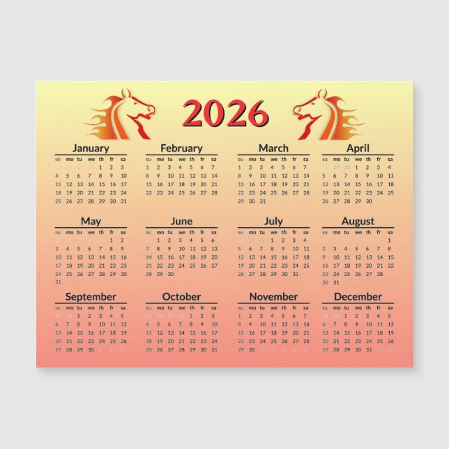 Chinese New Year of Horse 2026 Calendar  (Framsida)
