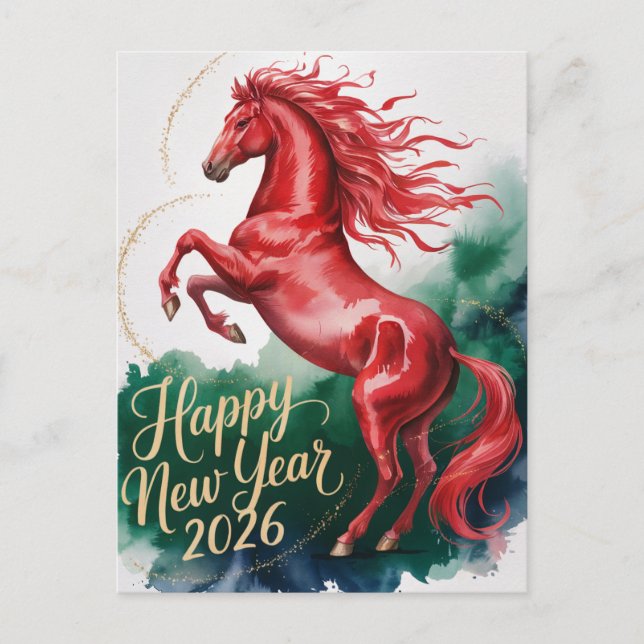 Chinese New year of the Horse 2026 Helg Vykort (Framsida)