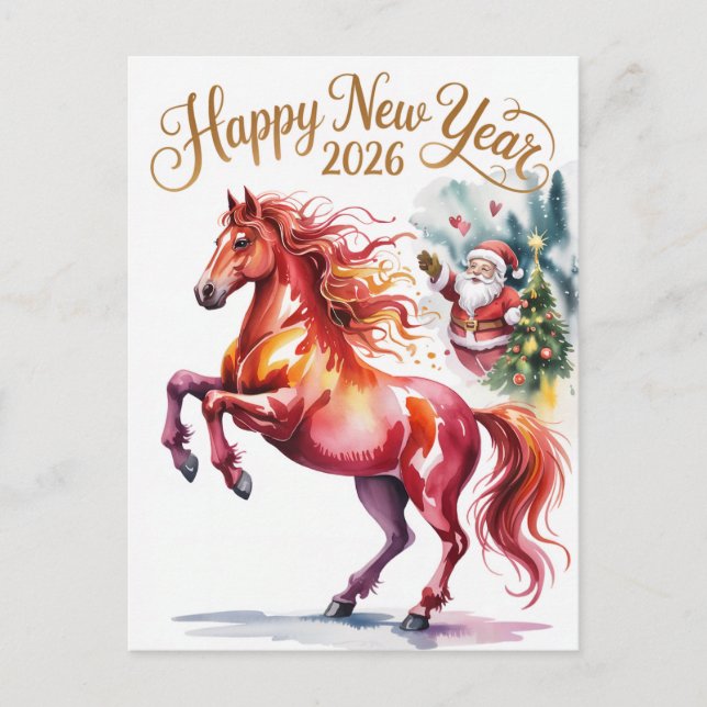 Chinese New year of the Horse 2026 Helg Vykort (Framsida)