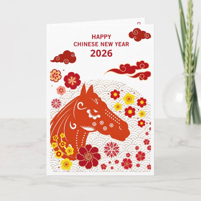 Chinese New year of the Horse 2026 Kort (Framsida)
