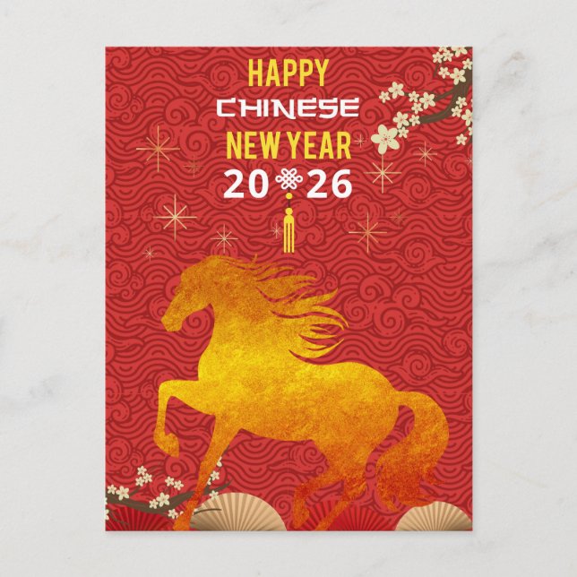 Chinese New year of the Horse 2026  Vykort (Framsida)