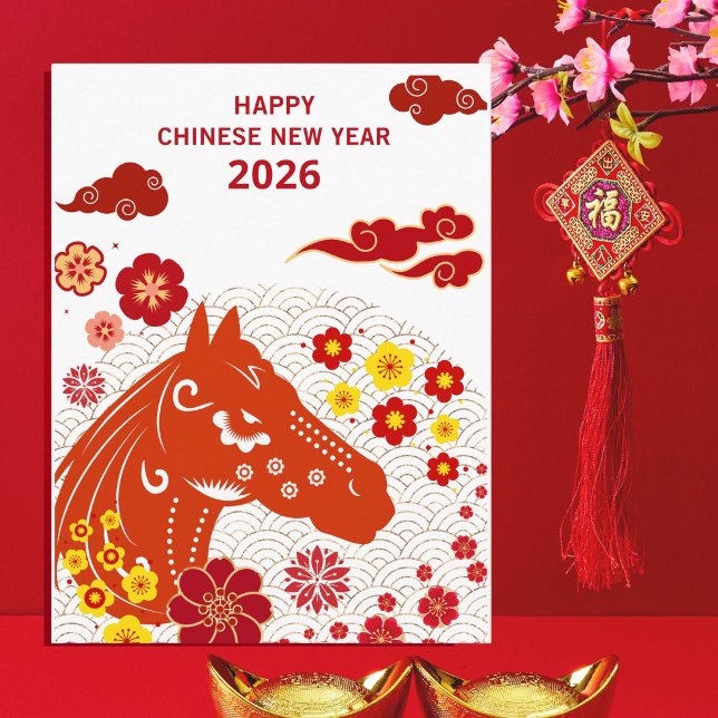 Chinese New year of the Horse 2026 Vykort (Skapare uppladdad)