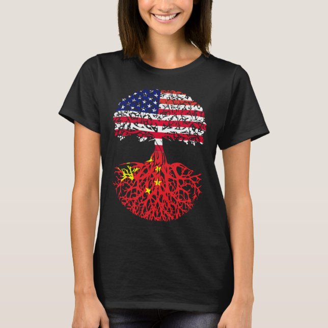 Chinese Roots American China Flag Immigrant Citize T Shirt (Framsida)