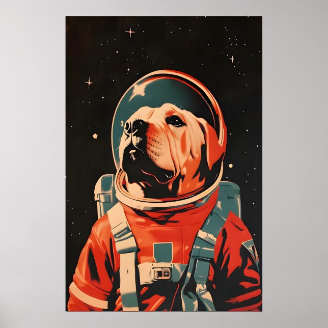 Chinese Shar-Pei Astronaut Poster, Shar Pei Retro Poster (Framsidan)