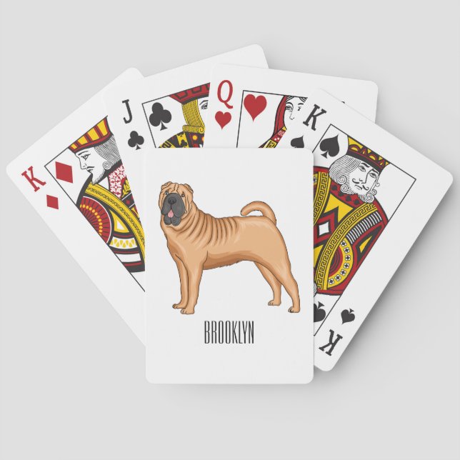 Chinese Shar-Pei dog cartoon illustration  Casinokort (Baksidan)