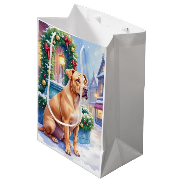 Chinese Shar-Pei Snowy Town Fountain Christmas Art (Framsidan Vinklad)