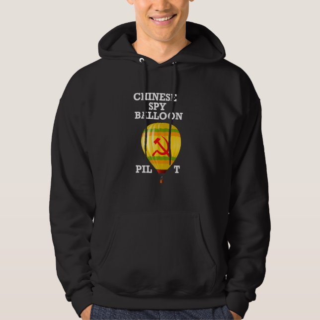 Chinese Spy Balloon Pilot Aviator China USA Survei Hoodie (Framsida)