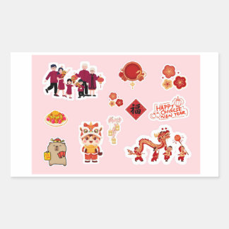 Chinese Theme Digital Stickers | Country Edition Rektangulärt Klistermärke