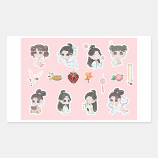 Chinese Theme Digital Stickers  | Country Edition Rektangulärt Klistermärke
