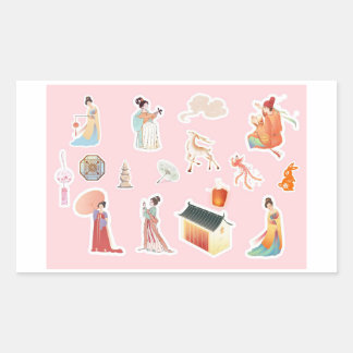 Chinese Theme Digital Stickers  | Country Edition Rektangulärt Klistermärke