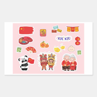 Chinese Theme Digital Stickers  | Country Edition Rektangulärt Klistermärke