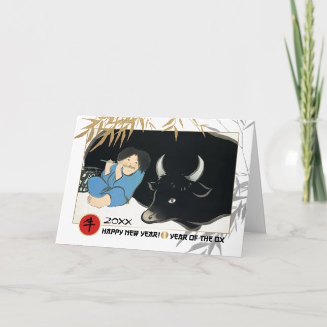 Chinese Year of the Ox | Custom Year Helgkort (Framsida)