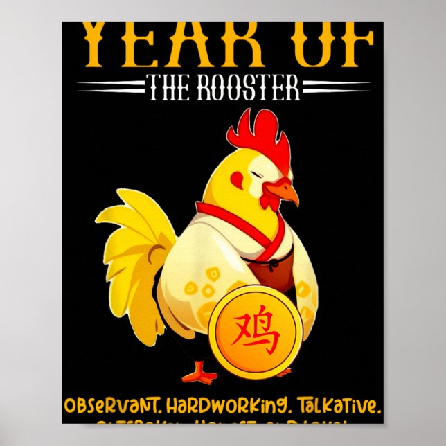Chinese Year Of The Rooster Zodiac Sign Happy Luna Poster (Framsidan)