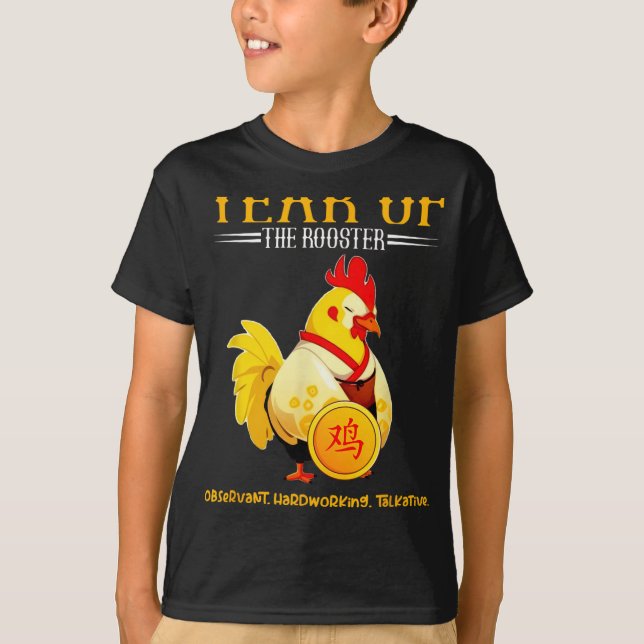 Chinese Year Of The Rooster Zodiac Sign Happy Luna T Shirt (Framsida)
