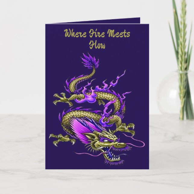 Chinese Yellow Wise Dragon Mythical Creature  Kort (Framsida)