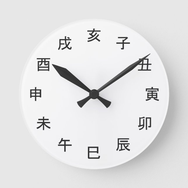 Chinese Zodiac Kanji Clock -  Rund Klocka (Framsida)