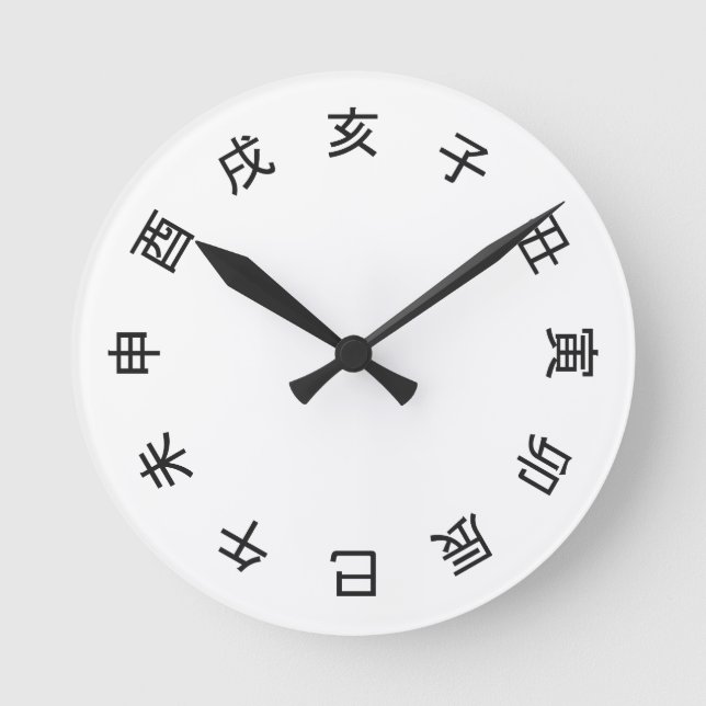 Chinese Zodiac Kanji (rotated) Clock -  Rund Klocka (Framsida)