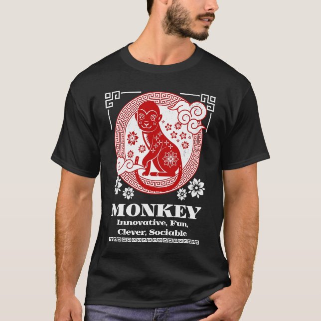 Chinese Zodiac Monkey Personality T Shirt (Framsida)