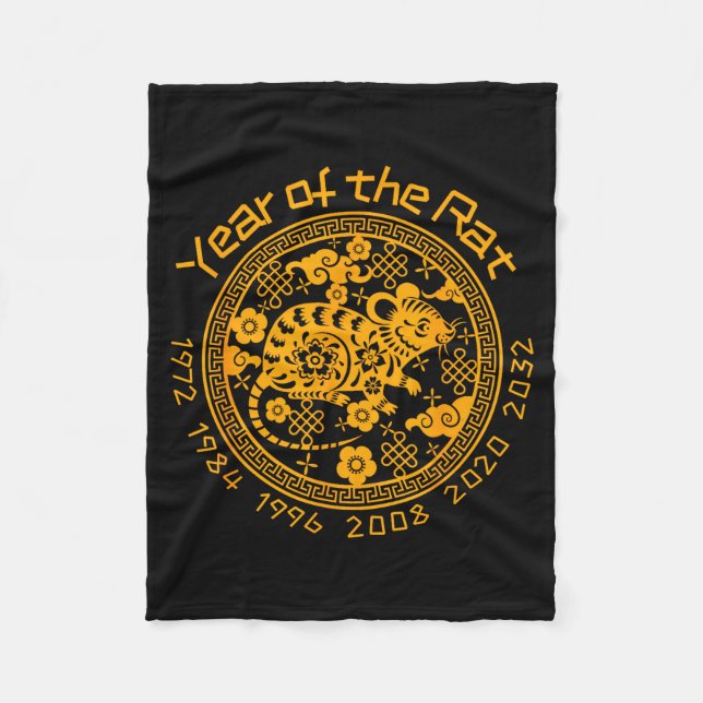 Chinese Zodiac New Year Of The Rat Sign  Fleecefilt (Framsidan)