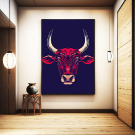 Chinese Zodiac Ox Wall Art Print Japandi Decor Canvastryck