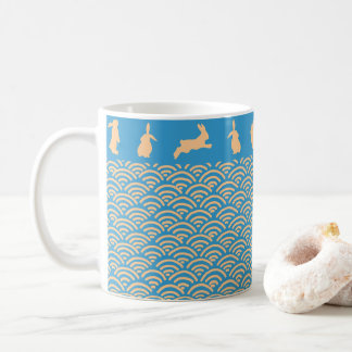 Chinese Zodiac Rabbit Blue Gold Mug Kaffemugg