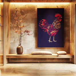 Chinese Zodiac Rooster Wall Art Print | Japandi Canvastryck