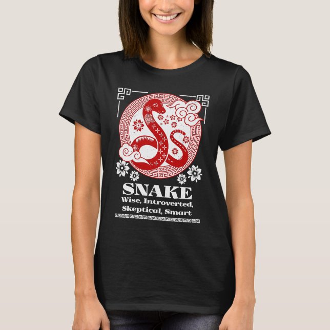 Chinese Zodiac Snake Personality T Shirt (Framsida)