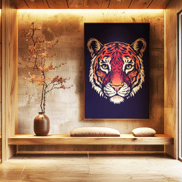 Chinese Zodiac Tiger Wall Art Print Japandi Decor Canvastryck