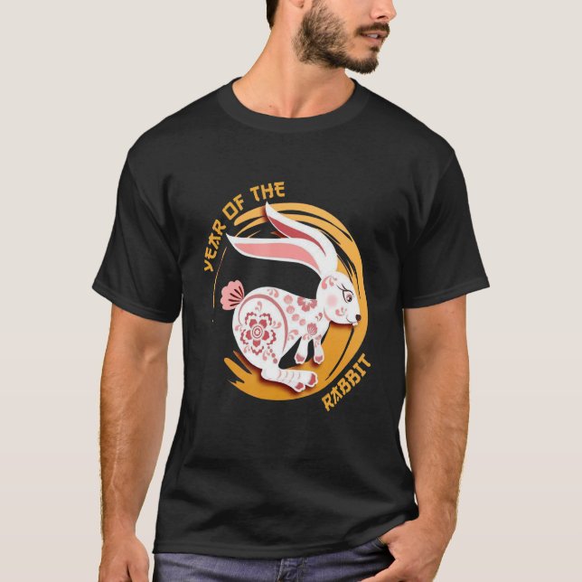 Chinese Zodiac Year of the Rabbit Chinese New Year T Shirt (Framsida)